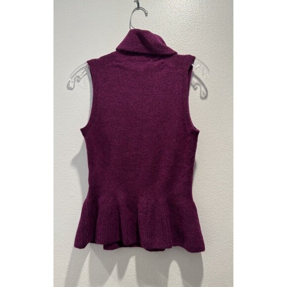 White House Black Market Small Sleeveless Soft Tank Peplum Wool Blend Purple - Picture 3 of 8